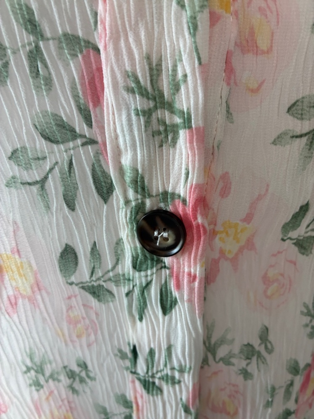 BiBi Oversized Floral Button-Down Shirt in Pink, Green, Yellow - Picture 6 of 9